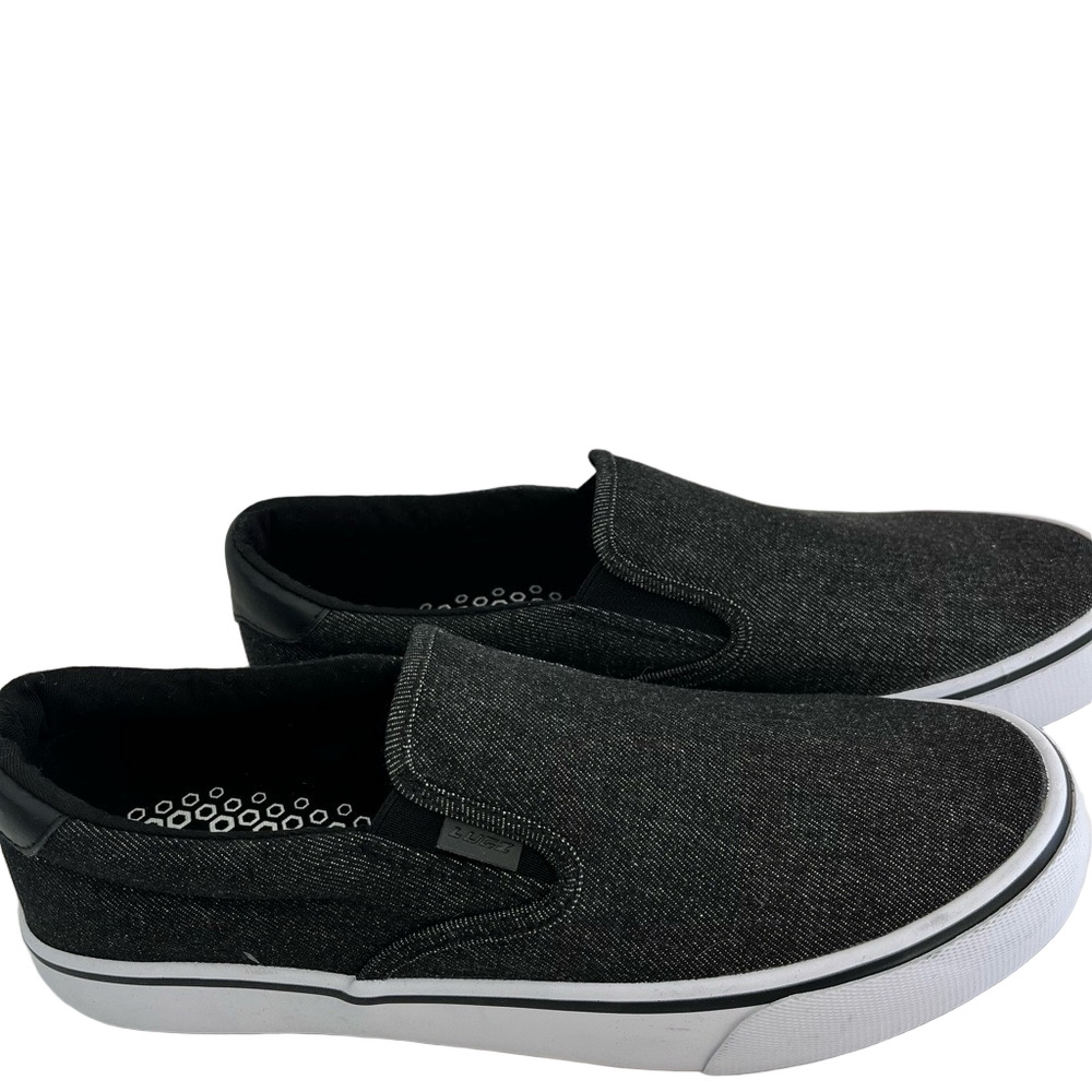 Lugz Men's Sammy Canvas Slip-on Sneaker 10 Blackish Tennis Shoe White Rubber
